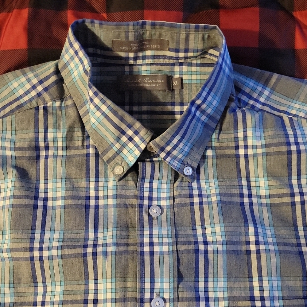 Men's Blue Plaid Shirt